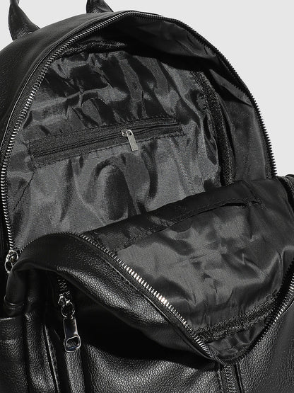 The Zip-Front Curve Mini Backpack - Midnight Black