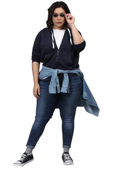 Solid Casual Hooded Sweatshirt