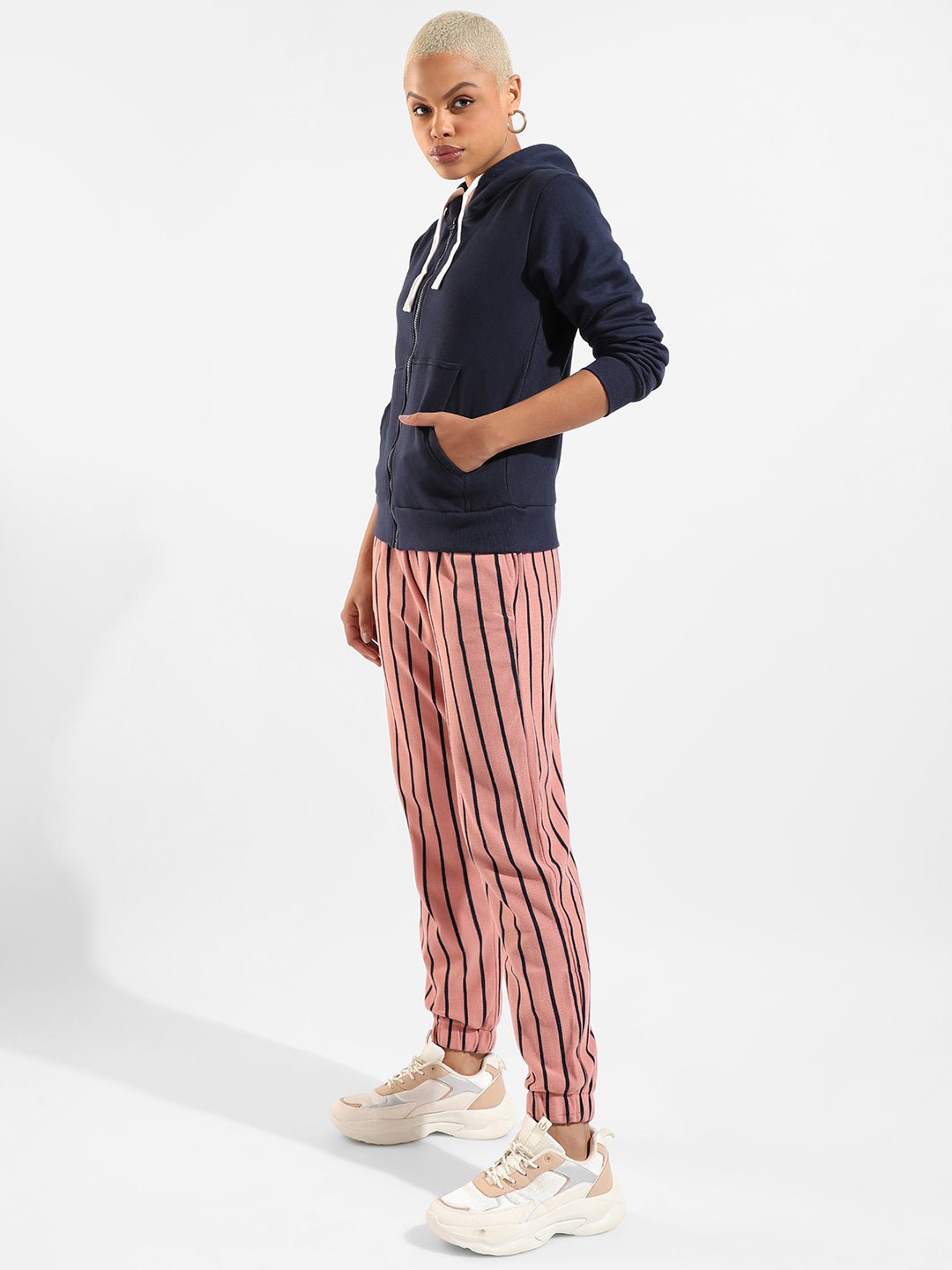 Cotton Striped Regular Fit Tracksuit For Casual Wear