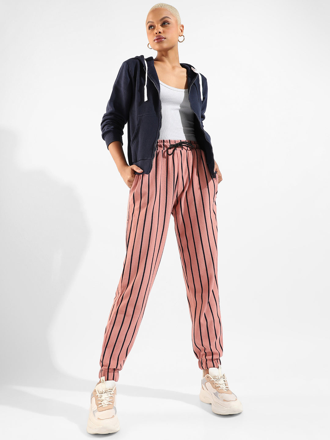 Cotton Striped Regular Fit Tracksuit For Casual Wear