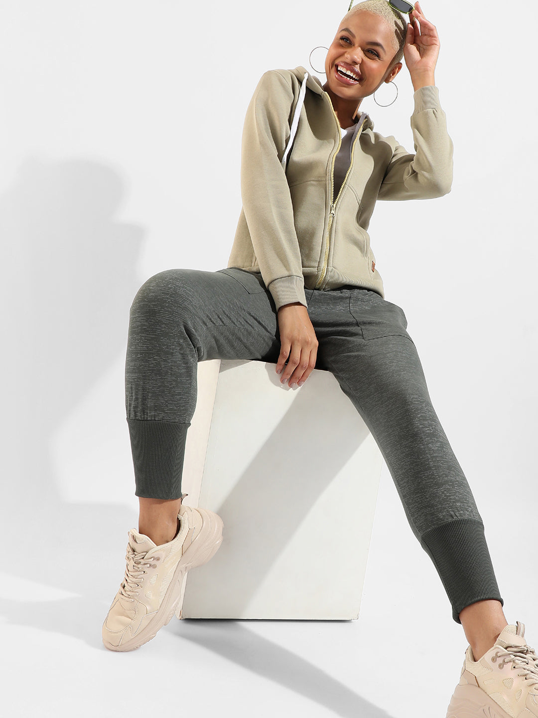 Cotton Textured Regular Fit Tracksuit For Casual Wear