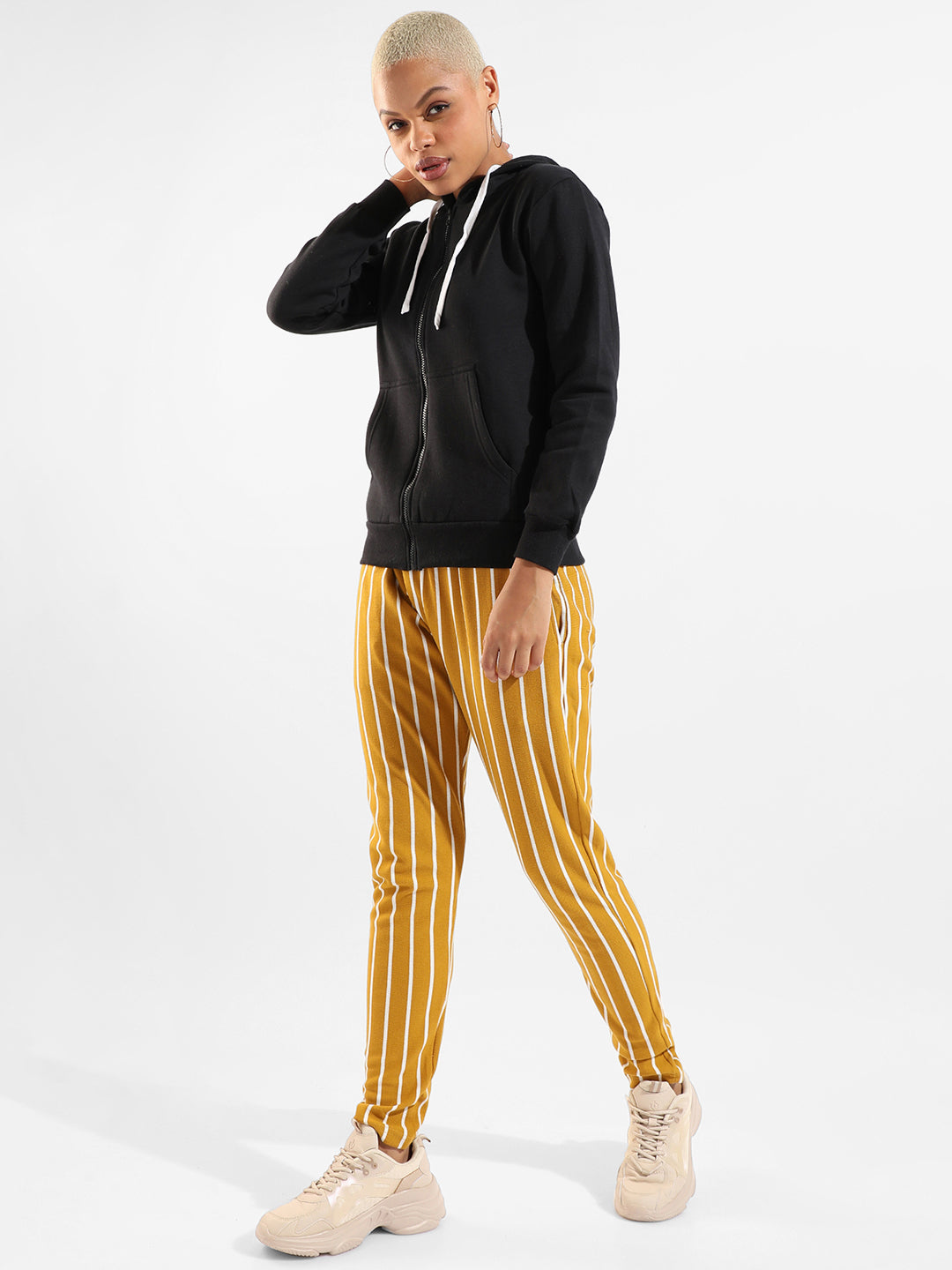 Cotton Striped Regular Fit Tracksuit For Casual Wear