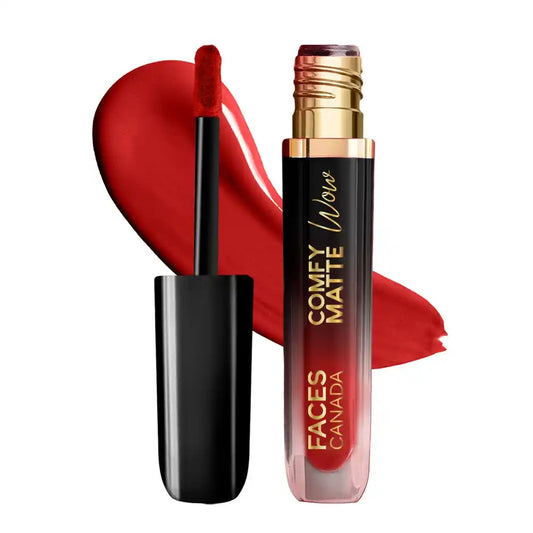 Faces Canada Comfy Matte Wow Liquid Lipstick Highly Pigmented - Ruby Rouge 03 3.8 gm
