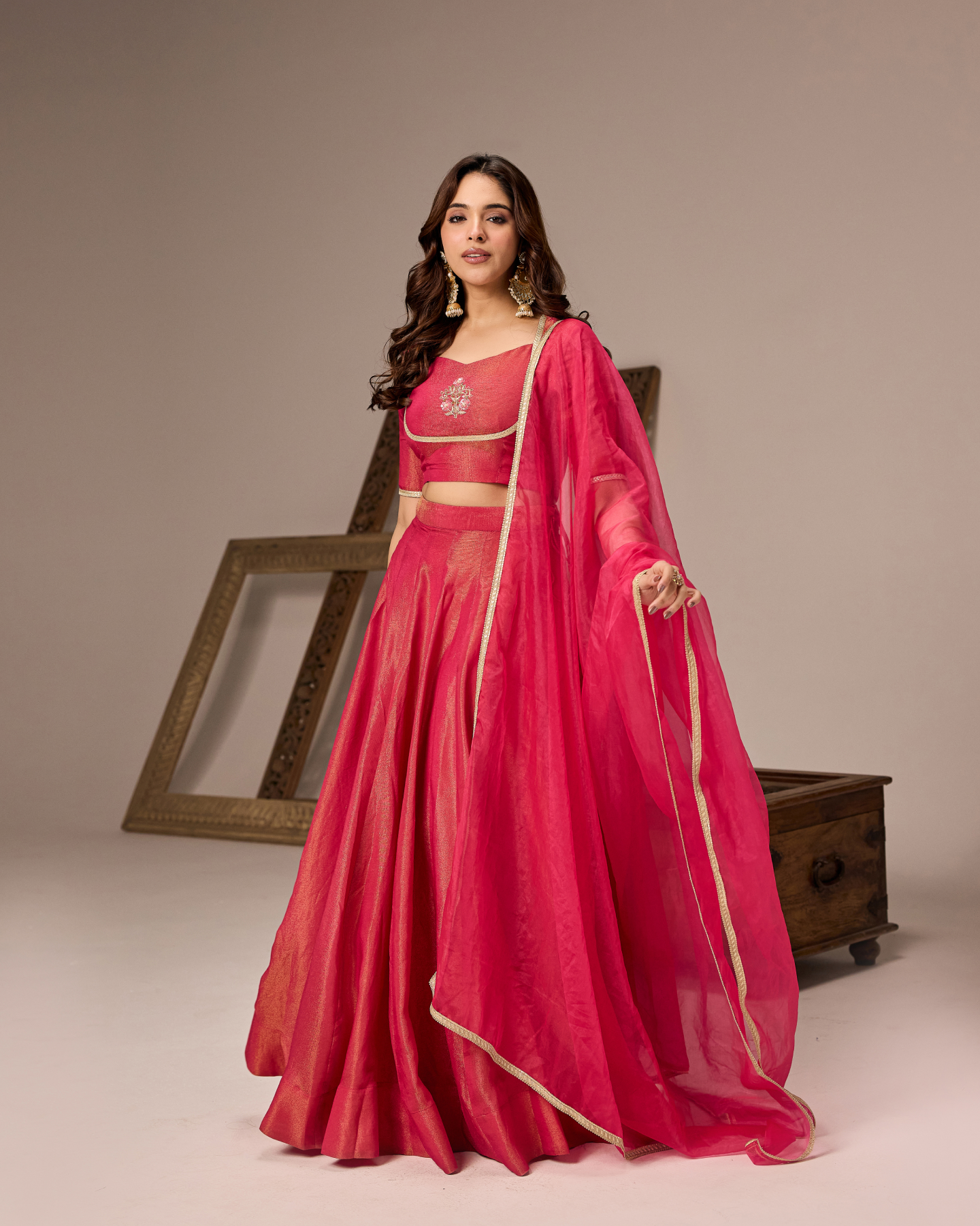 Rani Pink Tissue Lehenga