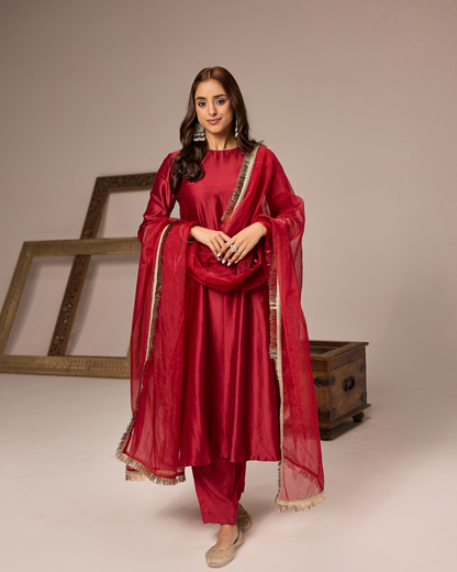 Red Rani A-line Suit Set