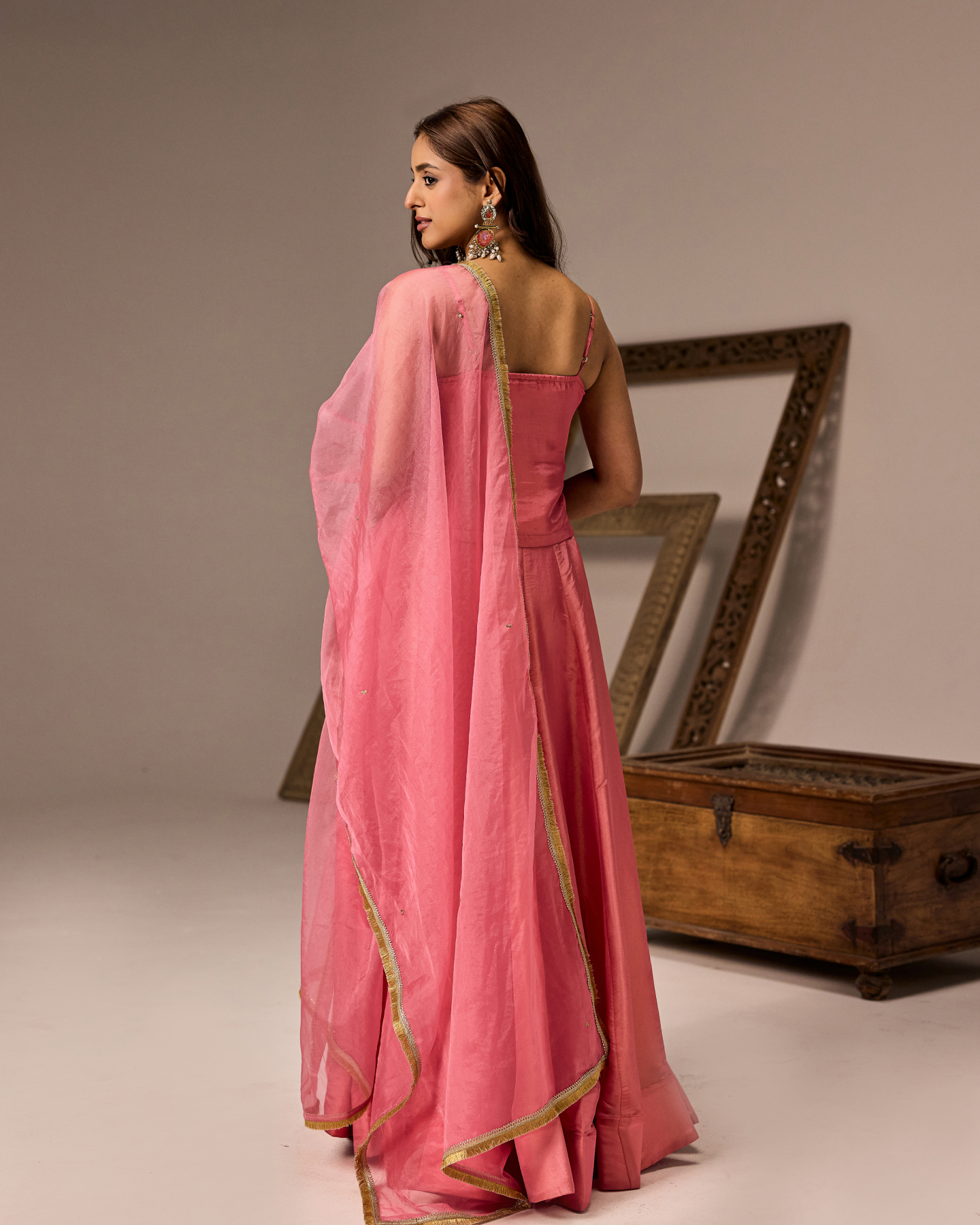Powder Pink Tissue Lehenga