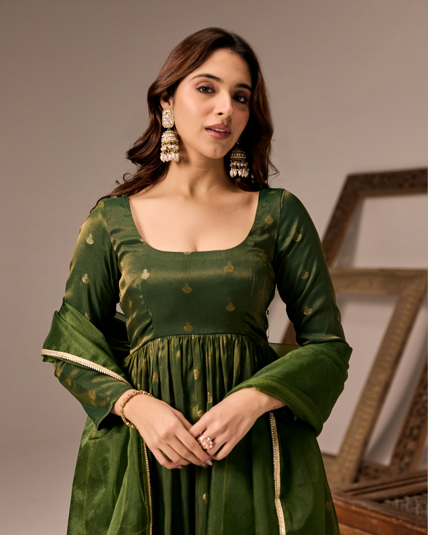 Olive Green Anarkali Suit