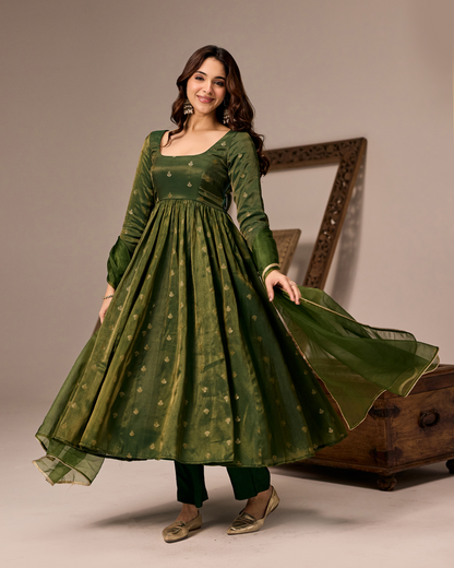 Olive Green Anarkali Suit