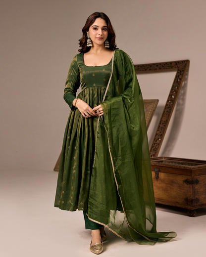 Olive Green Anarkali Suit