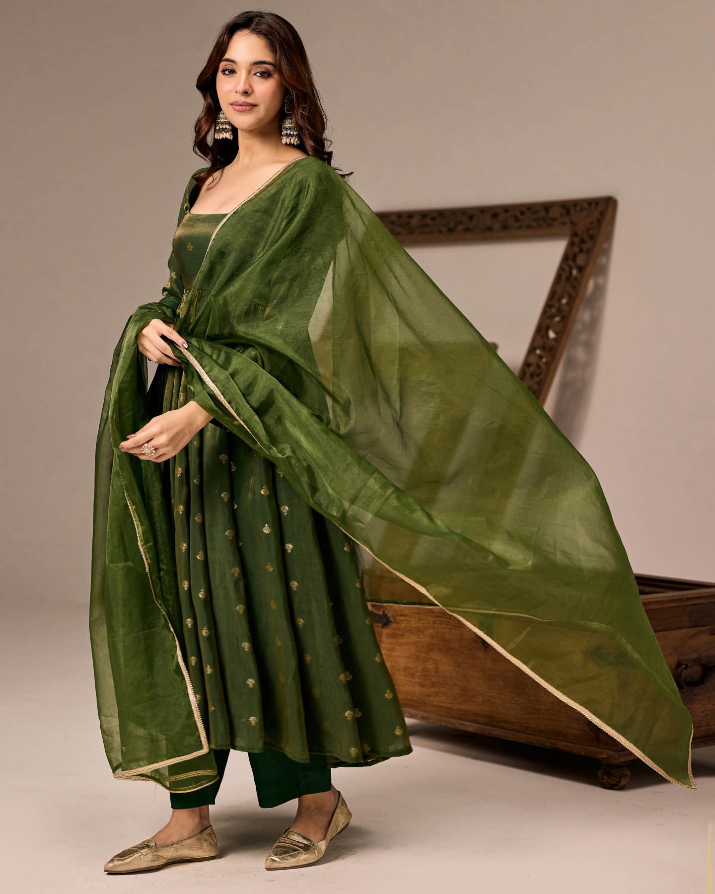 Olive Green Anarkali Suit