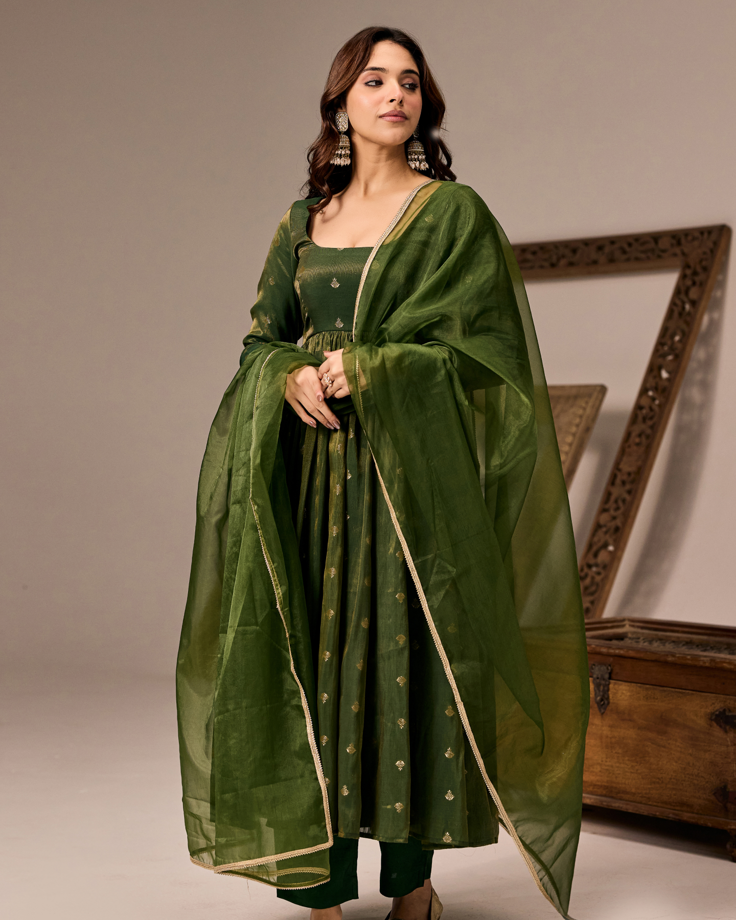 Olive Green Anarkali Suit