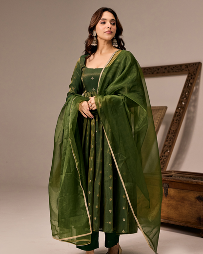 Olive Green Anarkali Suit