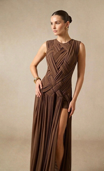 Edna Sleeveless Braided Maxi Dress