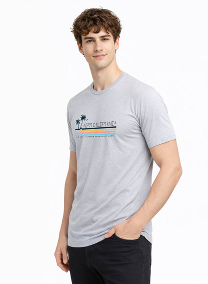 Adro Mens California Graphic T-Shirt | Retro Stripe Print Cotton Summer Tshirt | Stylish Beach T shirt | Comfortable Graphic Tee