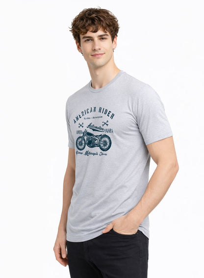 Adro Mens American Rider Printed T-Shirt | 100% Cotton T shirt for Bikers | Stylish Casual Tee Summer Regular Fit Biker Tshirt