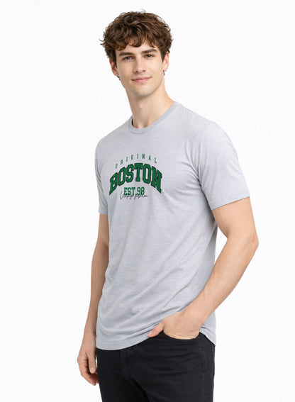 Adro Mens Boston City Printed Tshirt | Athletic Stylish Summer College Cotton T-shirt | Sporty Comfortable T shirts | Regular Fit
