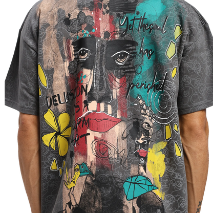 Soul Art Printed Grey T-Shirt FLYAF