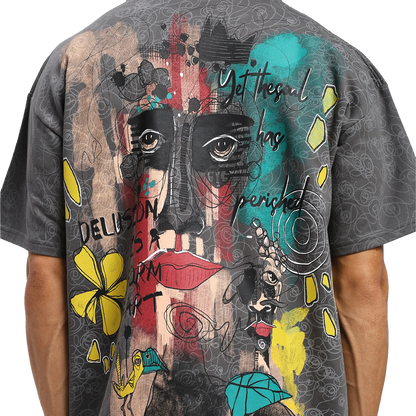Soul Art Printed Grey T-Shirt FLYAF