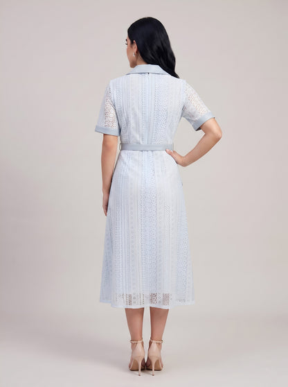 House of S Women's Powder Blue Utility Midi Dress