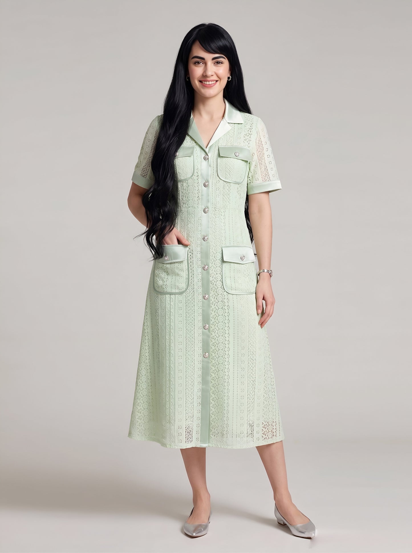 House of S Women's Noir Utility Lace Dress
