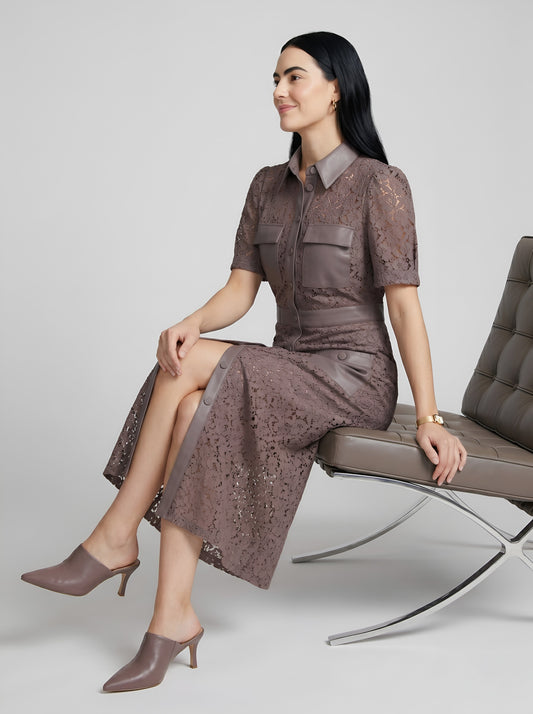 House of S Women's  Noir Utility Lace Dress