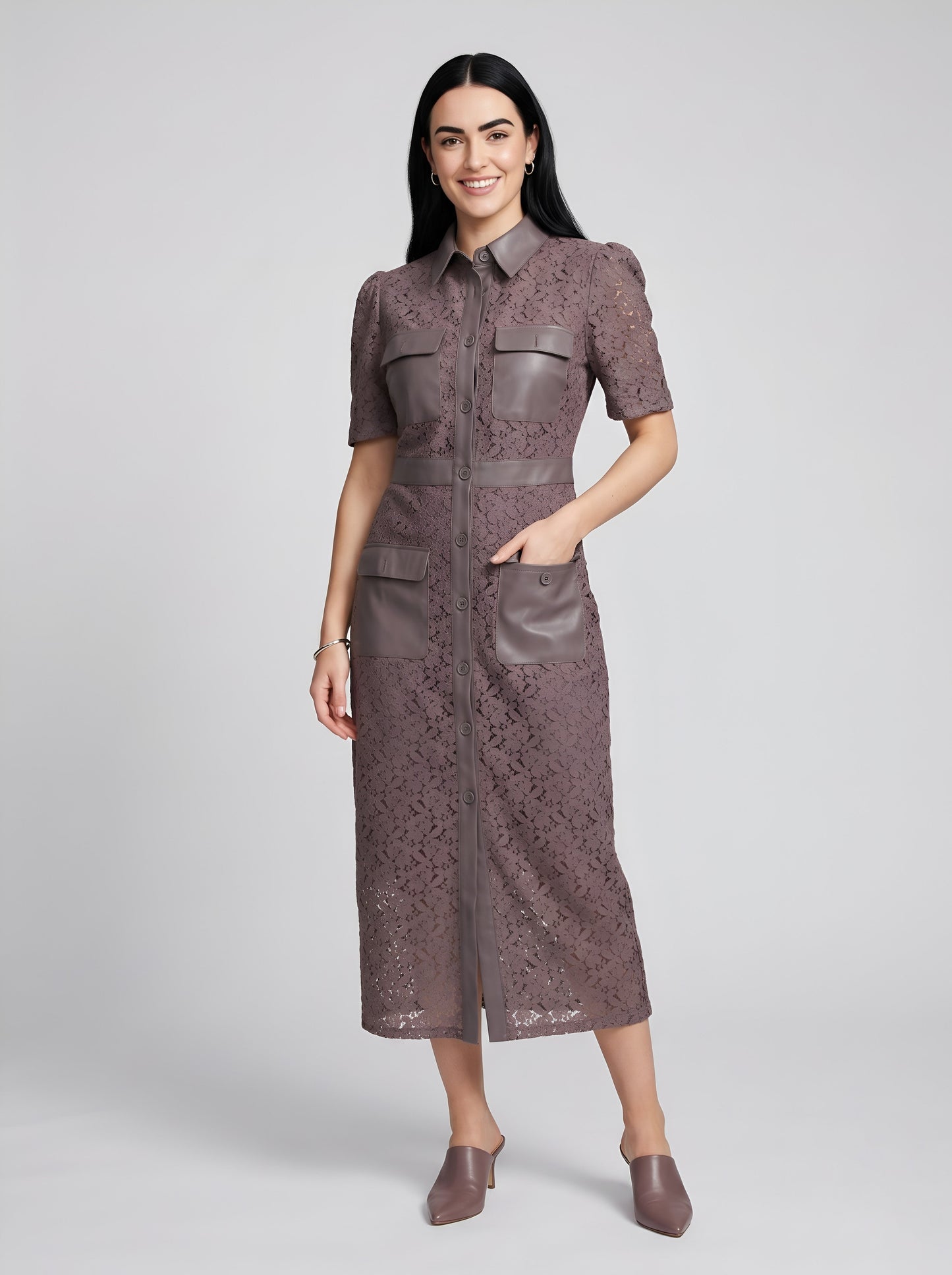 House of S Women's  Noir Utility Lace Dress