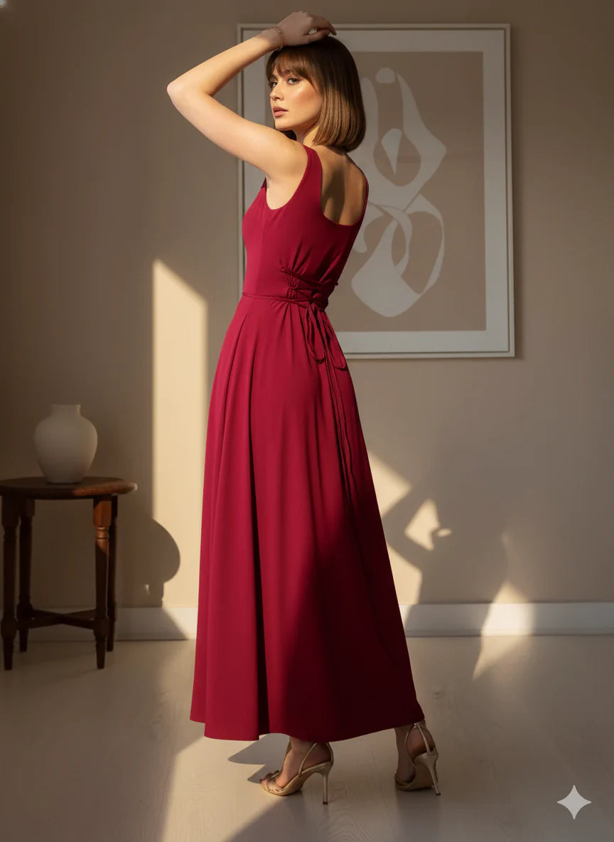 Waist Cinching Maxi Dress - Reversible