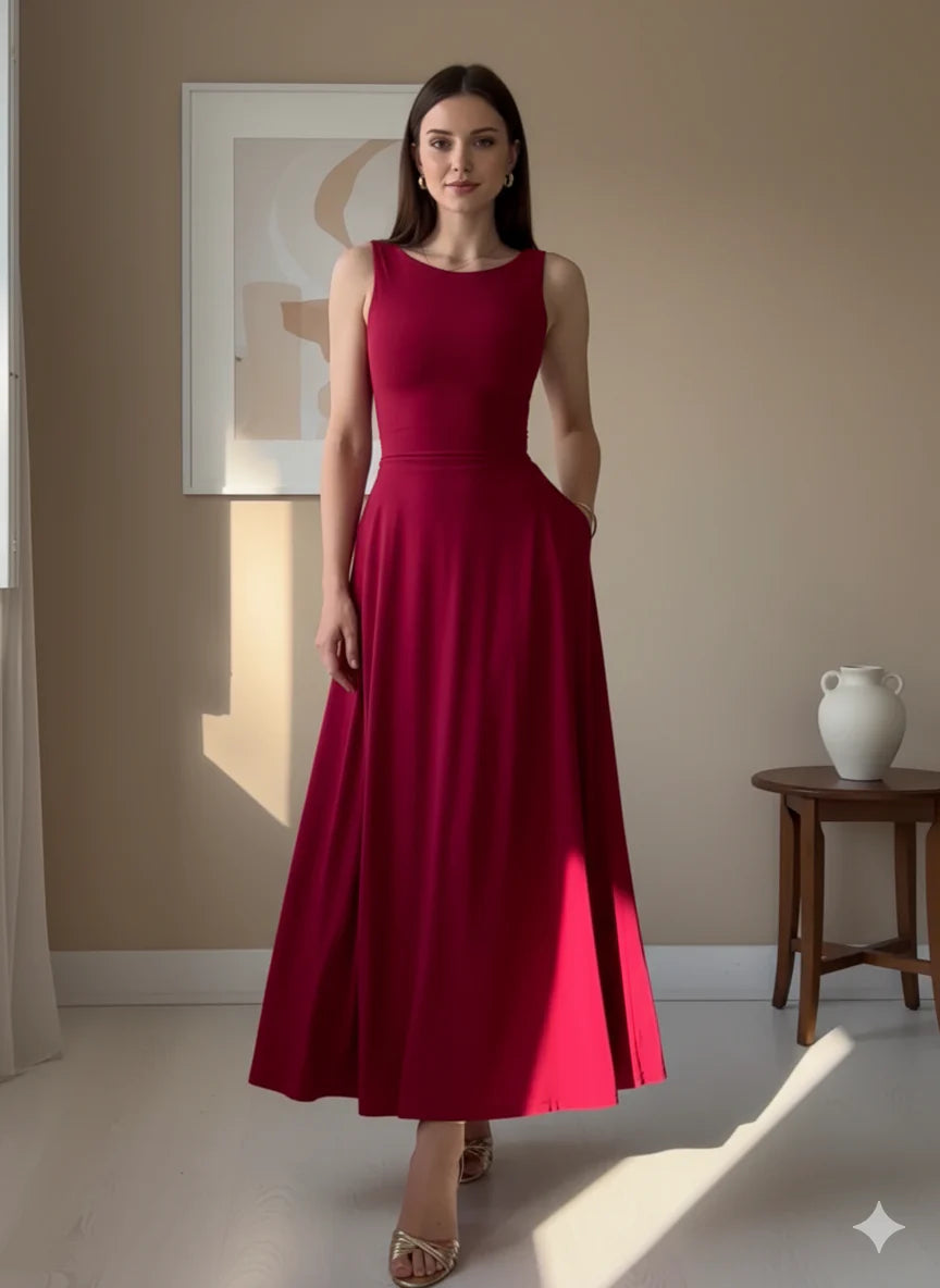 Waist Cinching Maxi Dress - Reversible