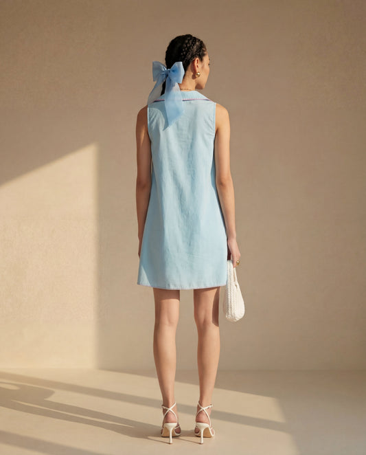 Gather & Go Sky Linen Dress