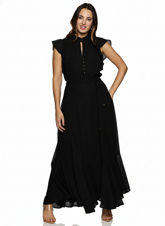IS.U  Black Frilled Dress