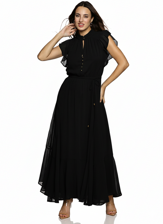 IS.U  Black Frilled Dress
