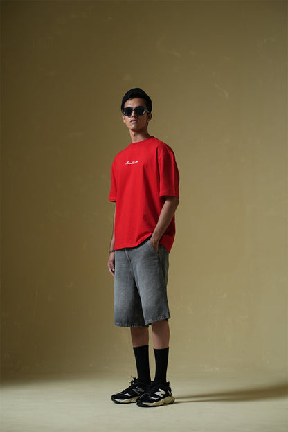 God's Fav Child Printed Oversized Red T-Shirt