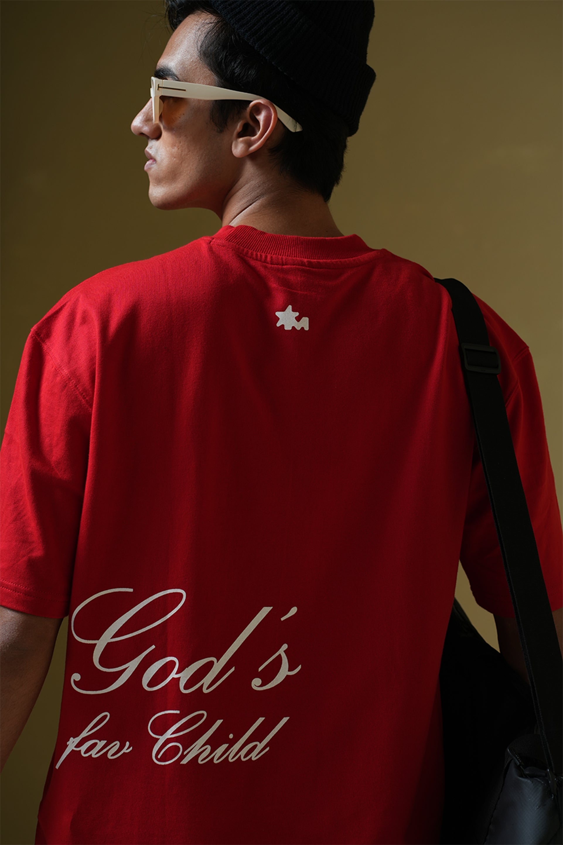 God's Fav Child Printed Oversized Red T-Shirt Main Character