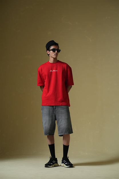 God's Fav Child Printed Oversized Red T-Shirt