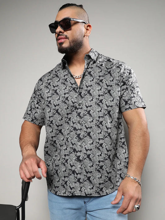 Grey Printed Casual Shirt