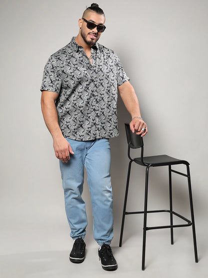 Grey Printed Casual Shirt
