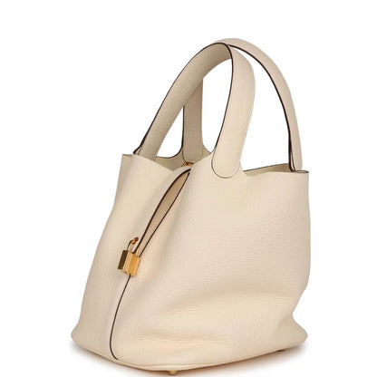 Hermès Picotin Lock 22 Nata Clemence Gold Hardware