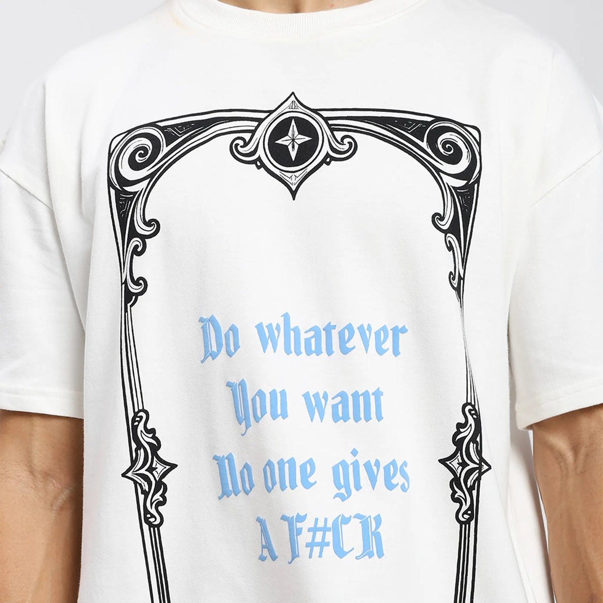 Rebel Heart Card Round Neck Printed White T-Shirt FLYAF