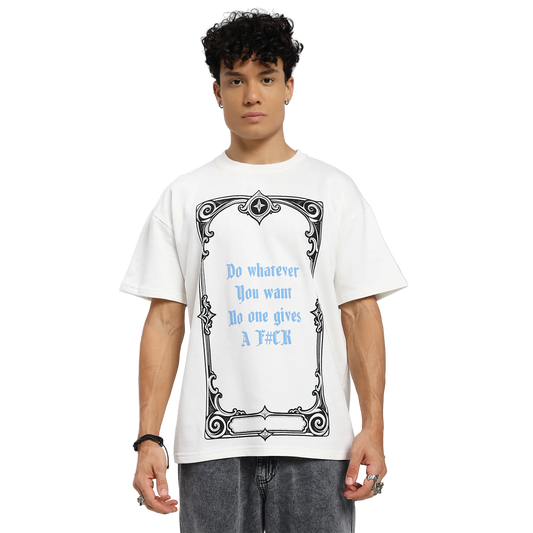 Rebel Heart Card Round Neck Printed White T-Shirt FLYAF