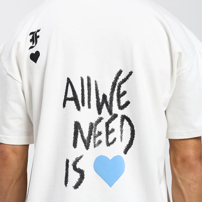 Rebel Heart Card Round Neck Printed White T-Shirt FLYAF