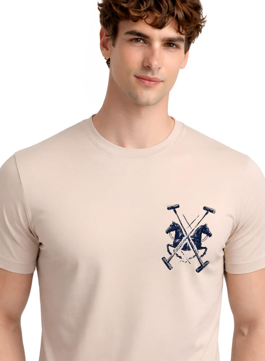 ADRO Mens Polo Crest Printed T-Shirt for Men | Cotton Printed Tshirt | Regular Fit Casual T-Shirts | Premium Summer Tshirts