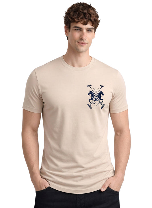 ADRO Mens Polo Crest Printed T-Shirt for Men | Cotton Printed Tshirt | Regular Fit Casual T-Shirts | Premium Summer Tshirts