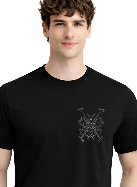 ADRO Mens Polo Crest Printed T-Shirt for Men | Cotton Printed Tshirt | Regular Fit Casual T-Shirts | Premium Summer Tshirts