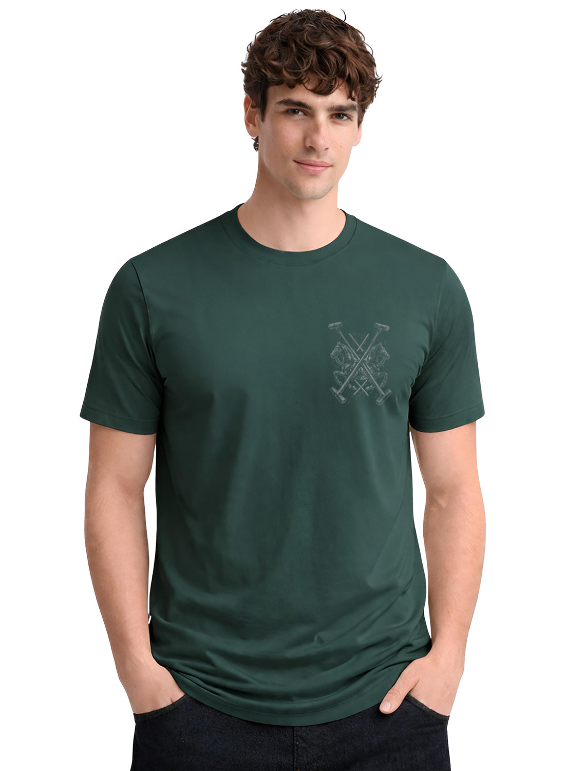 ADRO Mens Polo Crest Printed T-Shirt for Men | Cotton Printed Tshirt | Regular Fit Casual T-Shirts | Premium Summer Tshirts Green