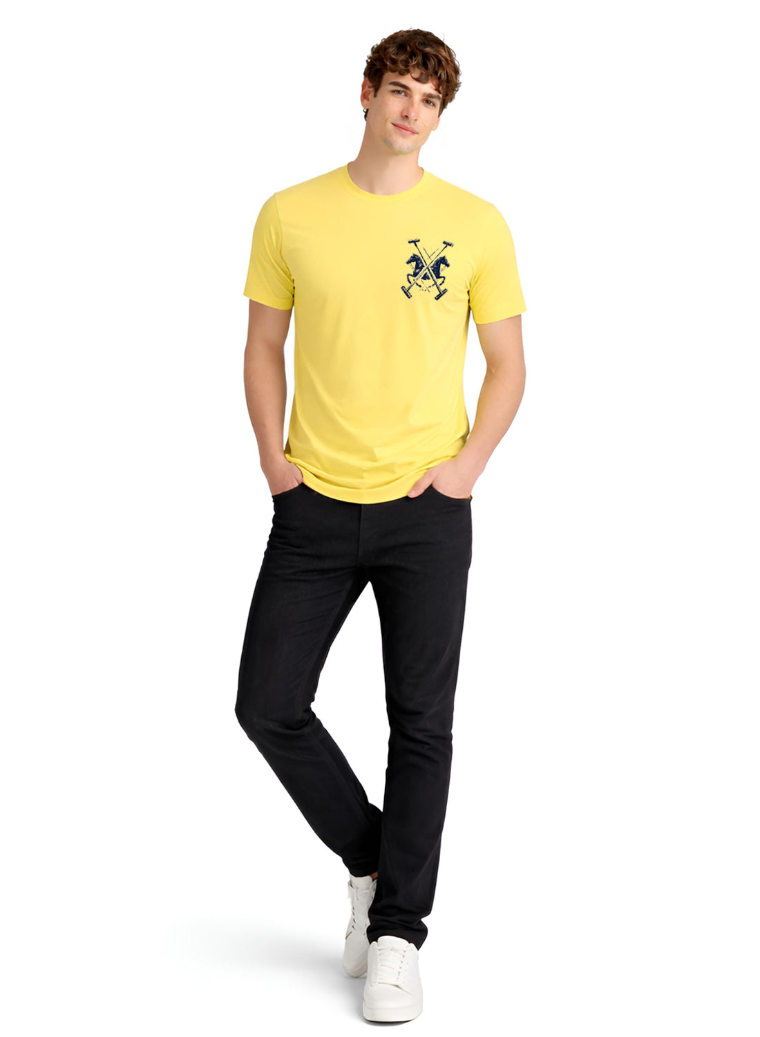 ADRO Mens Polo Crest Printed T-Shirt for Men | Cotton Printed Tshirt | Regular Fit Casual T-Shirts | Premium Summer Tshirts