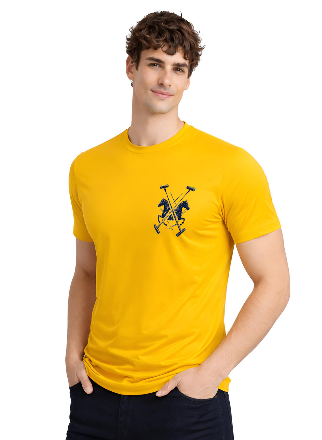 ADRO Mens Polo Crest Printed T-Shirt for Men | Cotton Printed Tshirt | Regular Fit Casual T-Shirts | Premium Summer Tshirts