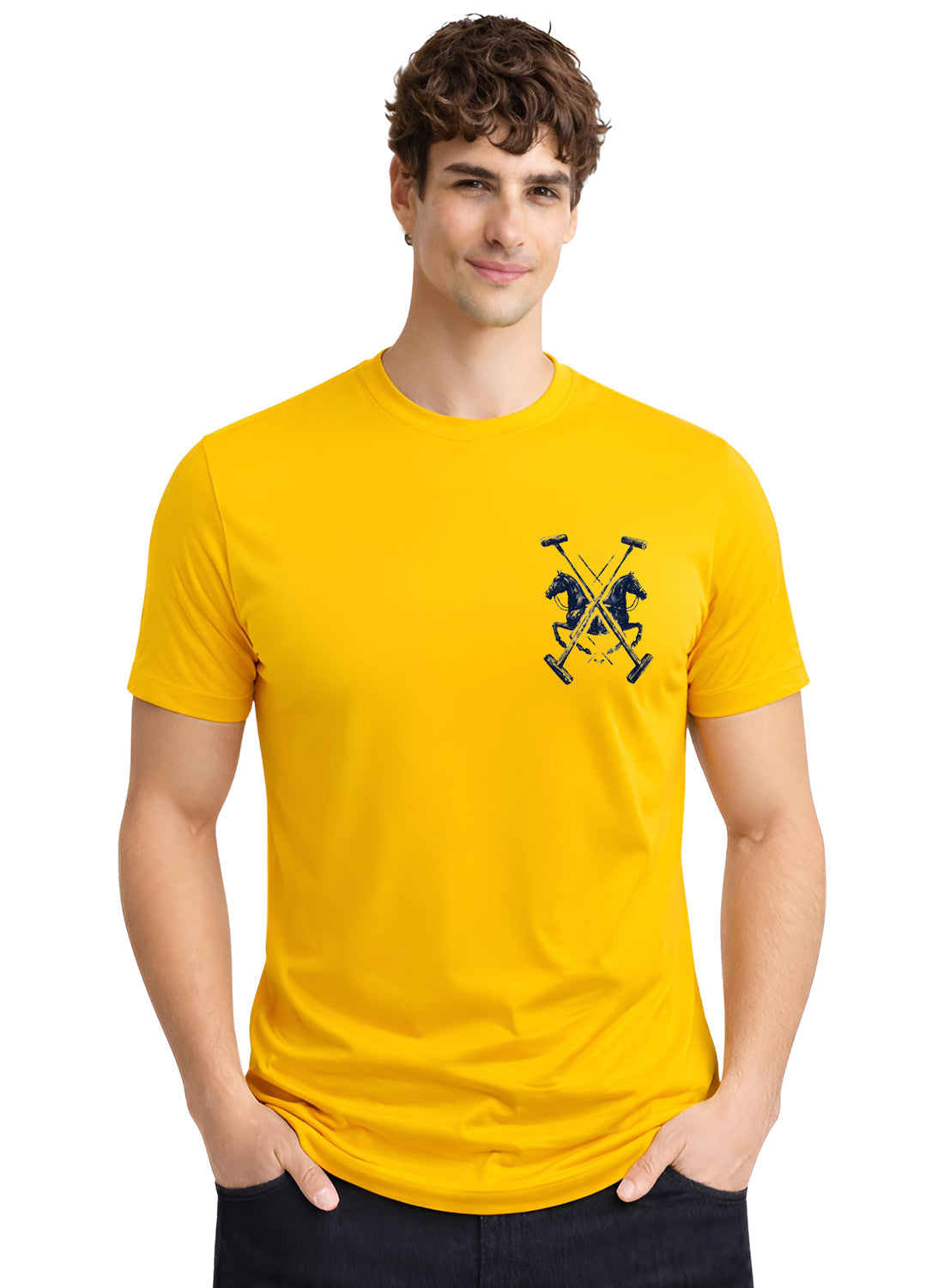 ADRO Mens Polo Crest Printed T-Shirt for Men | Cotton Printed Tshirt | Regular Fit Casual T-Shirts | Premium Summer Tshirts