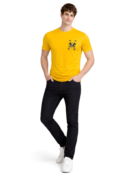 ADRO Mens Polo Crest Printed T-Shirt for Men | Cotton Printed Tshirt | Regular Fit Casual T-Shirts | Premium Summer Tshirts