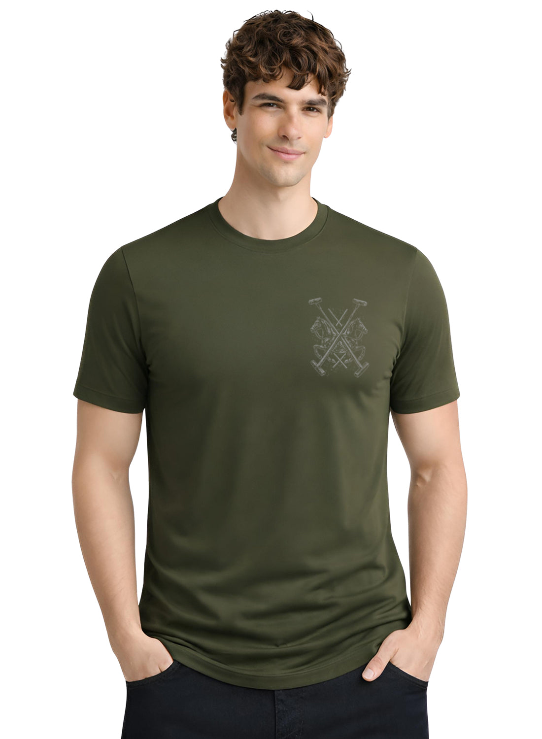 ADRO Mens Polo Crest Printed T-Shirt for Men | Cotton Printed Tshirt | Regular Fit Casual T-Shirts | Premium Summer Tshirts