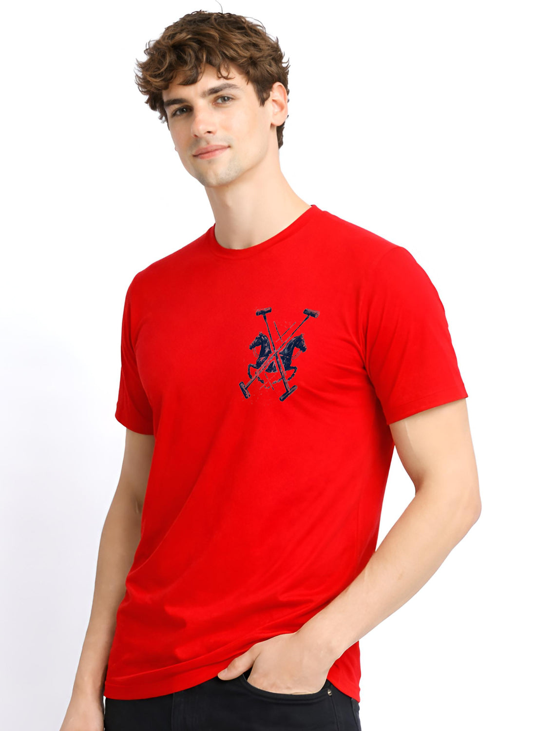 ADRO Mens Polo Crest Printed T-Shirt for Men | Cotton Printed Tshirt | Regular Fit Casual T-Shirts | Premium Summer Tshirts